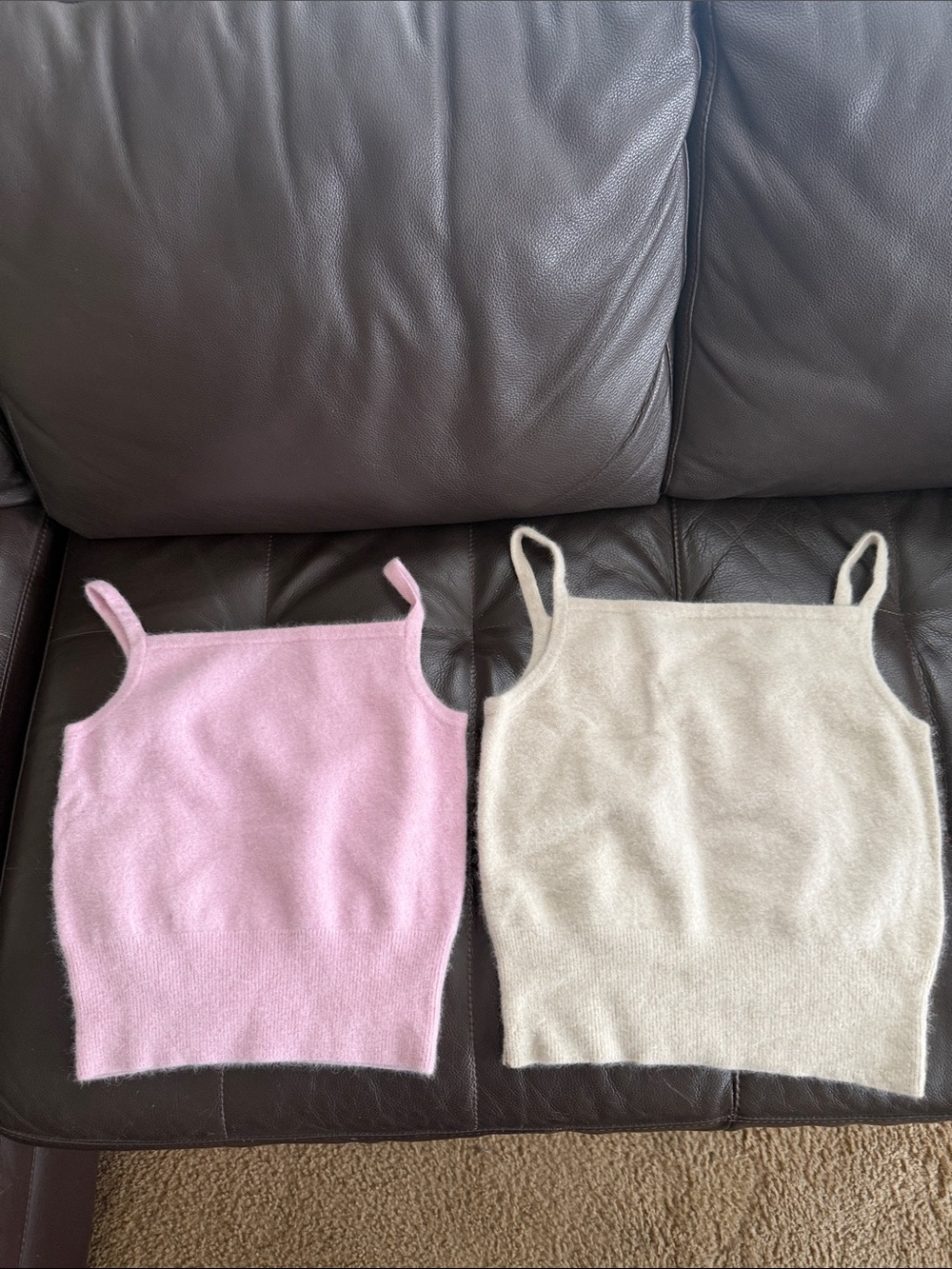 J. Crew Soft Pastel Pink & white cashmere tank top Sweaters